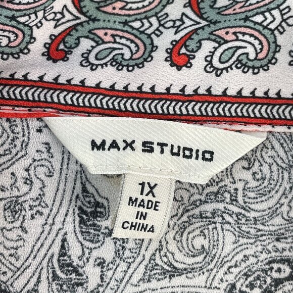 Max Studio Womens Plus 1X Open Front Paisley Kimono Cardigan Cover Up - Picture 4 of 12